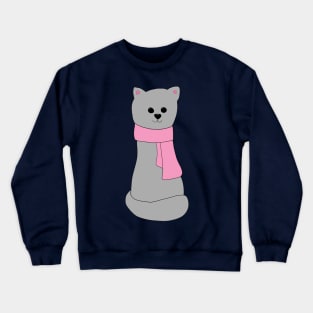 Cat in Pink Scarf Crewneck Sweatshirt